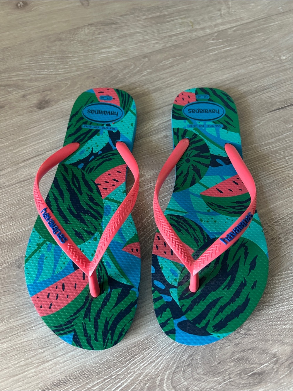 Slim Summer Fruits Flip Flops - Havaianas Taiwan, New no Tag, Sz. U.S 10.